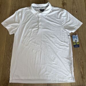 Tee Time Golf Polo Shirt Short Sleeve White Size Large Stretch‎ Moisture Wicking